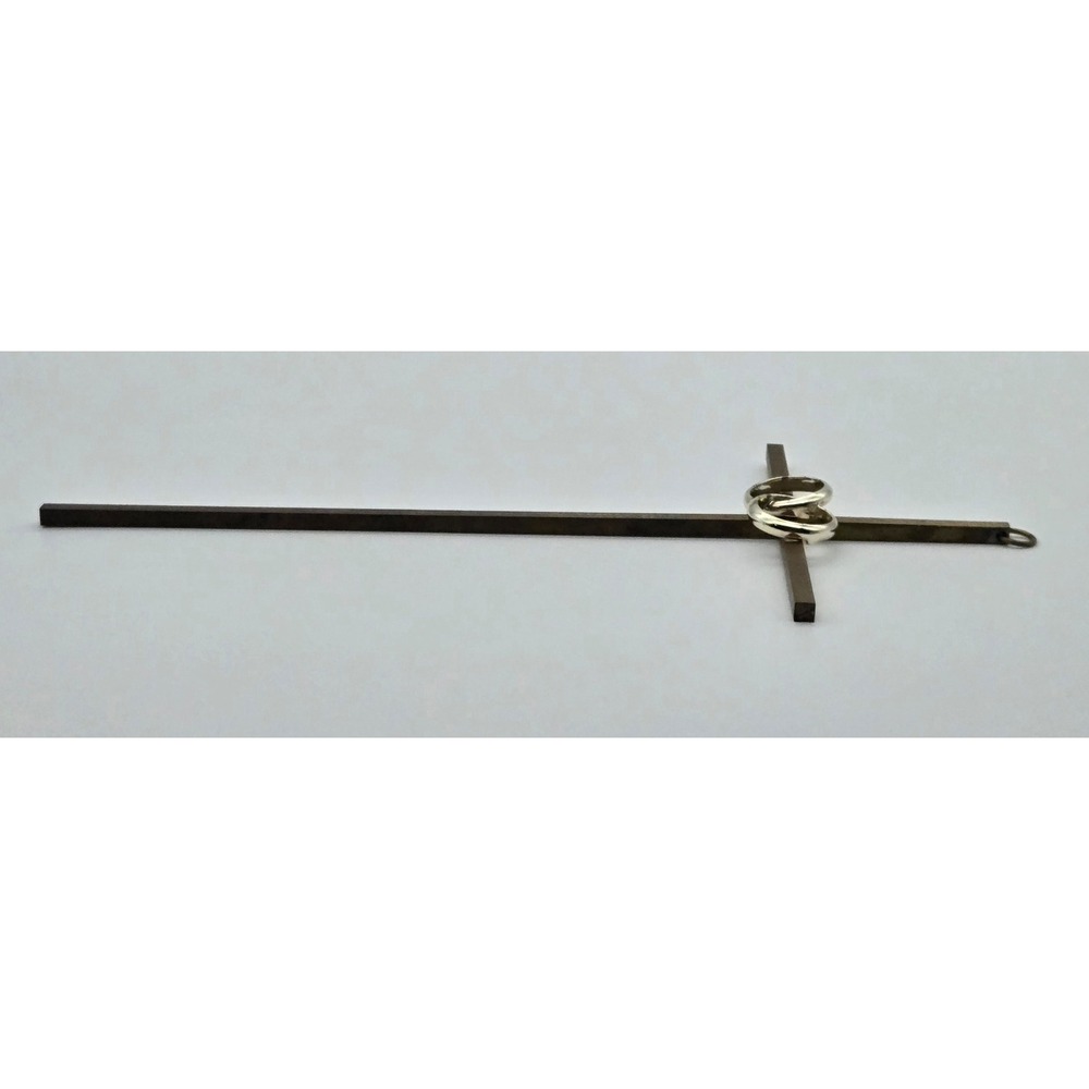 Marriage Wall Cross Brass‎ Interlocking Wedding Rings Religion Aged Patina - Picture 4 of 7